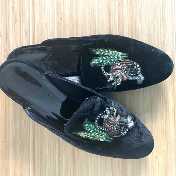 Oscar De La Renta Eden Velvet Monkey Mules Size 39 - Picture 1 of 5
